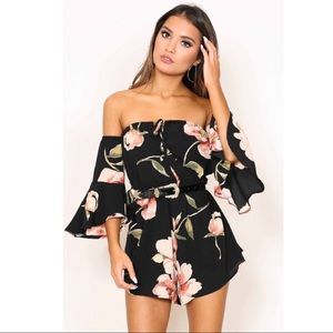 Follow Up Playsuit In Black Floral | Showpo
